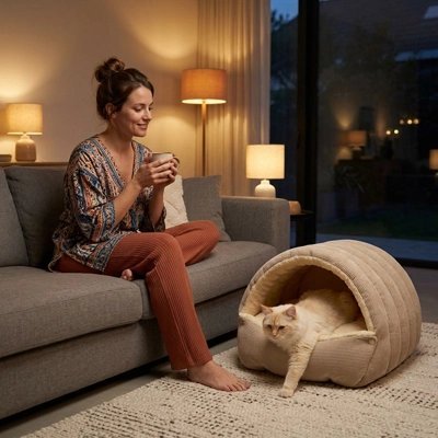 Lit pour Chat | Arche Cocooning Velours - Mondechat