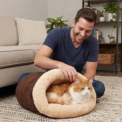 Lit pour Chat | Tunnel Cocooning 2-en-1 - Mondechat