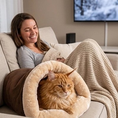 Lit pour Chat | Tunnel Cocooning 2-en-1 - Mondechat
