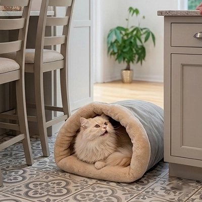 Lit pour Chat | Tunnel Cocooning 2-en-1 - Mondechat