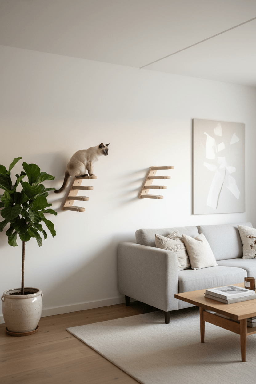 Marche Murale pour Chat | Bois Naturel + Sisal | Escalier Modulaire - Mondechat
