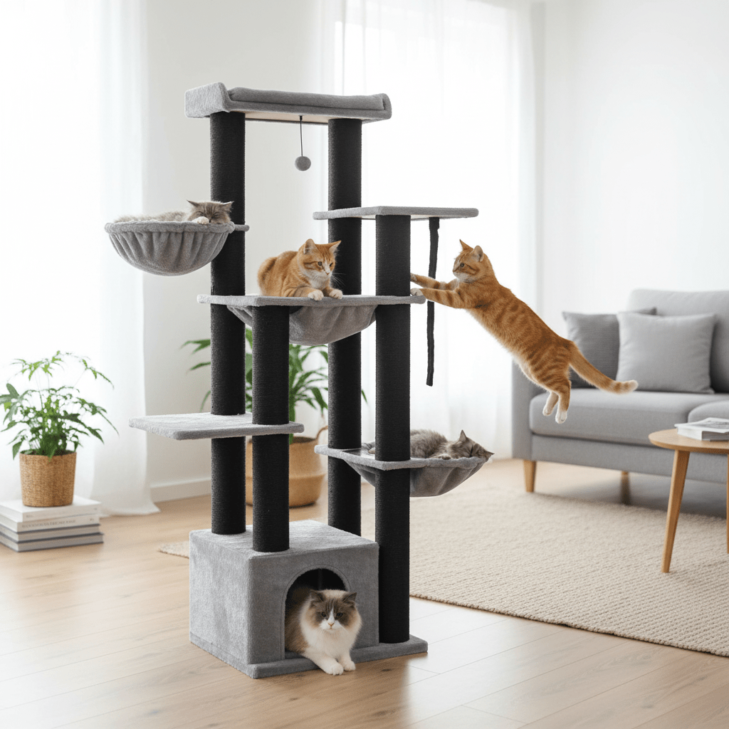 MegaTower | Arbre à Chat Géant Premium 169cm Noir - Mondechat - Mondechat