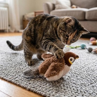 Oiseau Interactif pour Chat | Chant & Battements d'Ailes - Mondechat