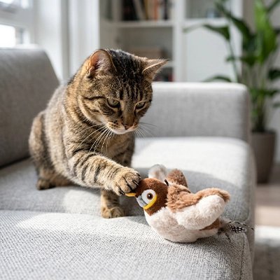 Oiseau Interactif pour Chat | Chant & Battements d'Ailes - Mondechat