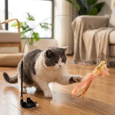 ouet pour Chat | Canne à Plumes Interactif Anti-Ennui - Mondechat