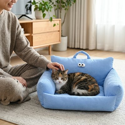 Panier Chat | Canapé Miniature Côtelé & Ultra-Douillet - Mondechat