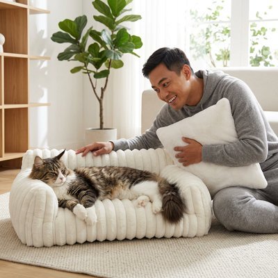 Panier Chat | Canapé Nervuré Moelleux & Bords Enveloppants - Mondechat