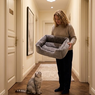 Panier chat | Confortable et Design Gris - Mondechat