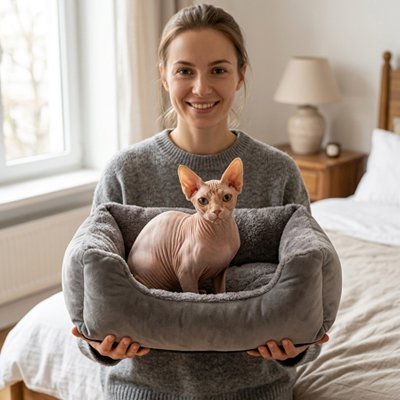 Panier chat | Confortable et Design Gris - Mondechat