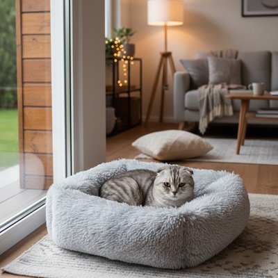 Panier Chat | Nid Carré Polaire Rebords Surélevés 4 Tailles - Mondechat