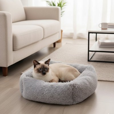 Panier Chat | Nid Carré Polaire Rebords Surélevés 4 Tailles - Mondechat
