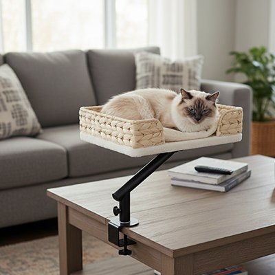 Panier Chat | Suspendu Bureau Fixation Pince - Mondechat