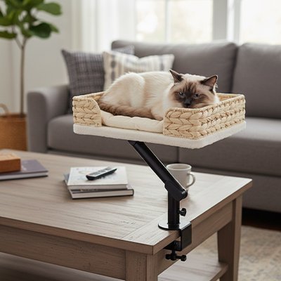 Panier Chat | Suspendu Bureau Fixation Pince - Mondechat