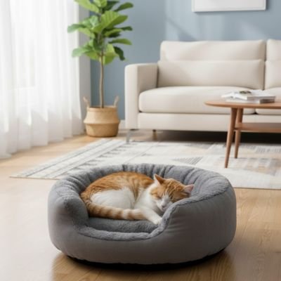 Panier pour Chat | Rond Bords Surélevés Ultra-Moelleux - Mondechat