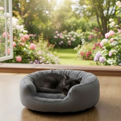 Panier pour Chat | Rond Bords Surélevés Ultra-Moelleux - Mondechat