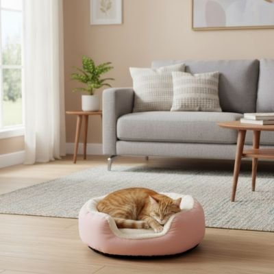 Panier pour Chat | Rond Bords Surélevés Ultra-Moelleux - Mondechat