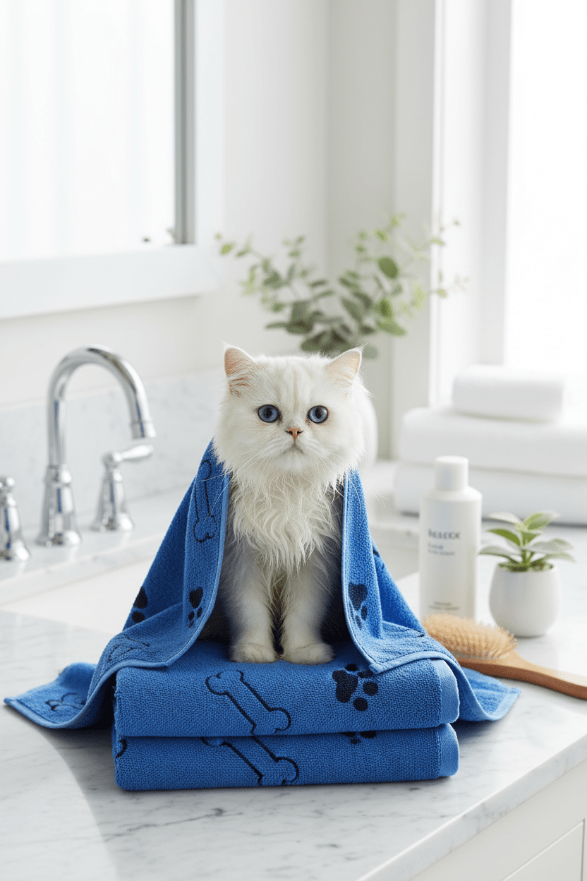 Serviette Chat Microfibre | Séchage Rapide & Ultra-Absorbante - Mondechat