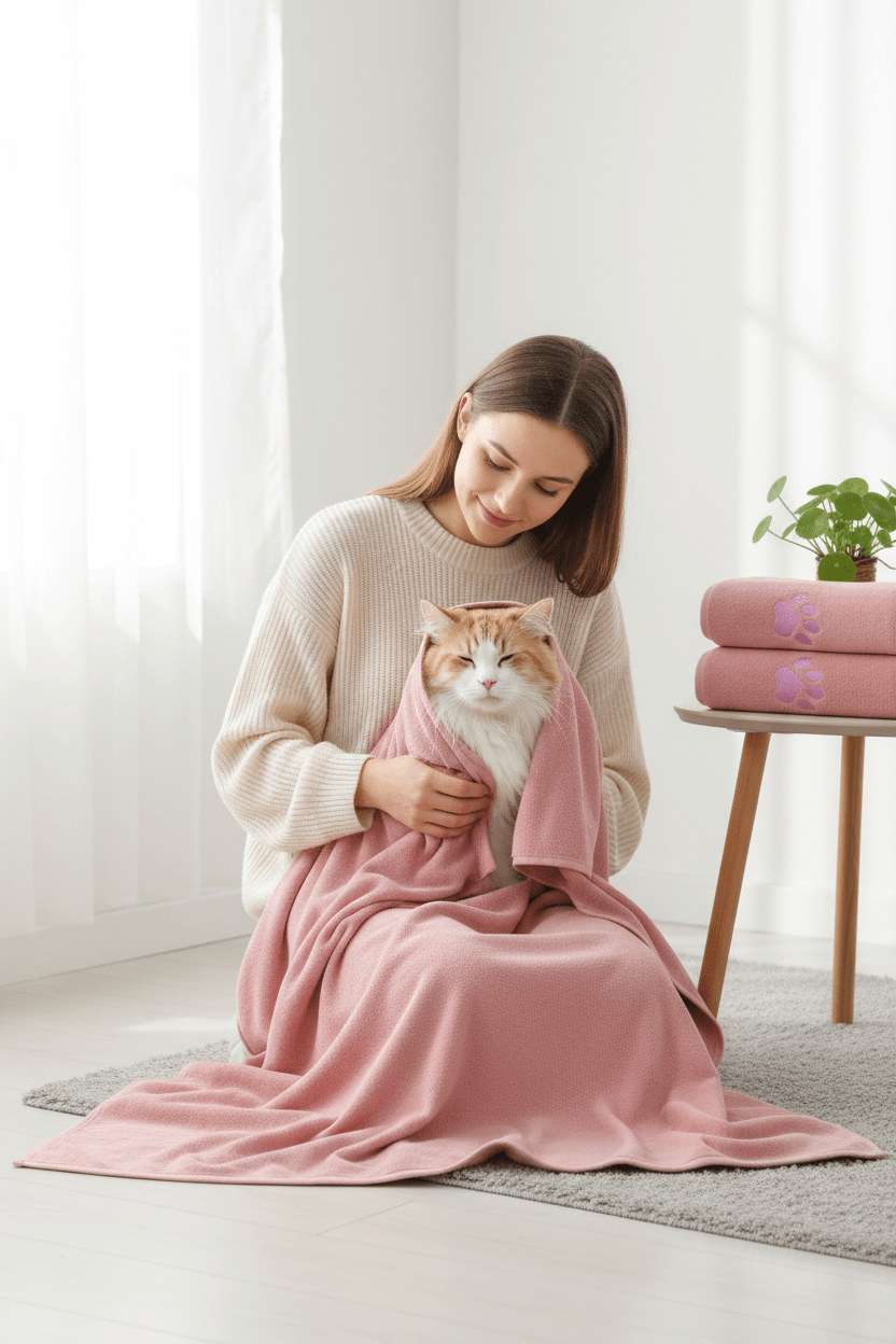 Serviette Microfibre Chat & Chien | SoftDry - Séchage Rapide & Ultra-Absorbante - Mondechat