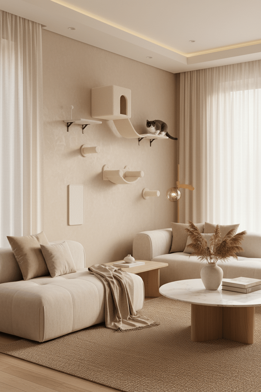 Set Mural 6 Pièces pour Chat | Plateforme + Hamac + Échelles + Griffoir - Mondechat