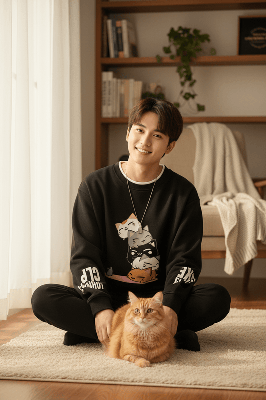 Sweat-shirt Chats Empilés | NekoStack - Mondechat - Mondechat