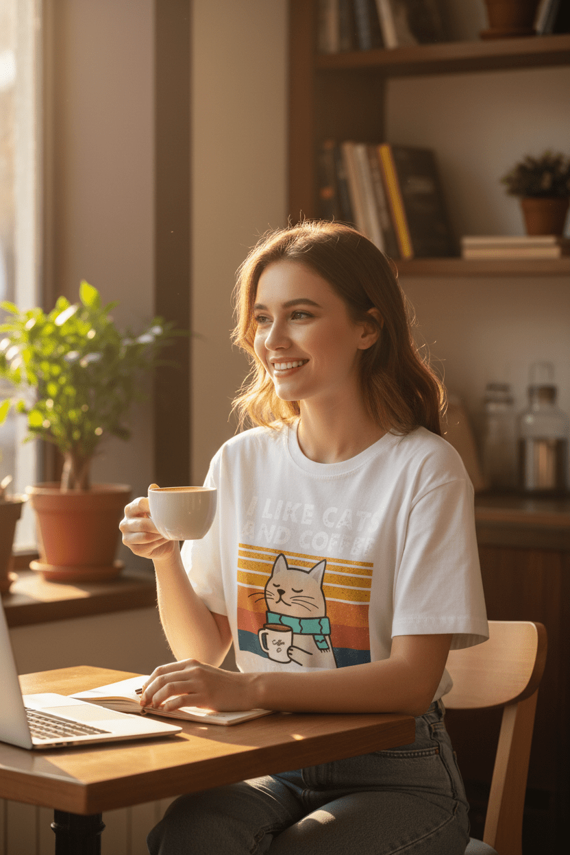 T-Shirt Chat & Café | NekoBrewTee - Mondechat - Mondechat