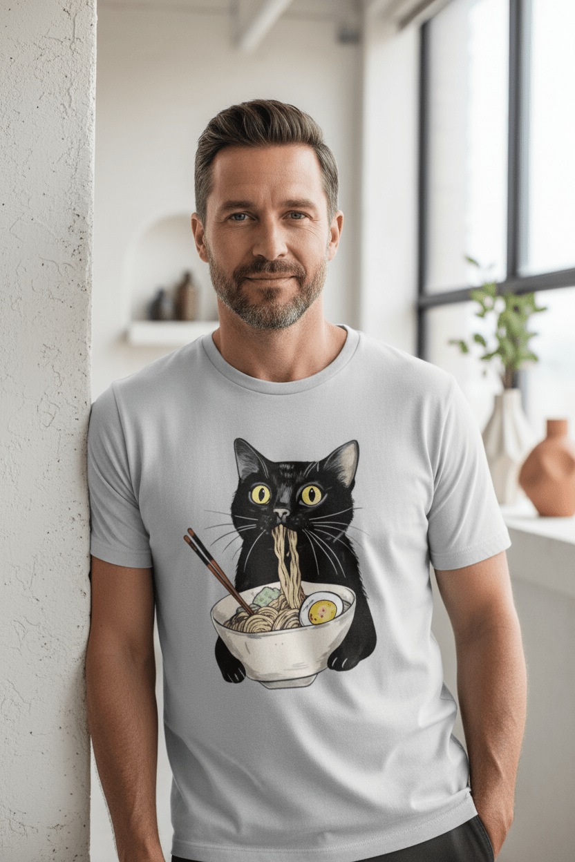 T-Shirt Chat Ramen | Amoureux des Félins - Mondechat - Mondechat
