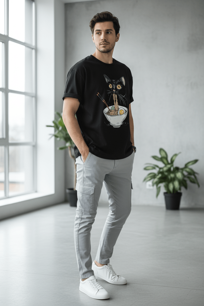 T-Shirt Chat Ramen | Amoureux des Félins - Mondechat - Mondechat