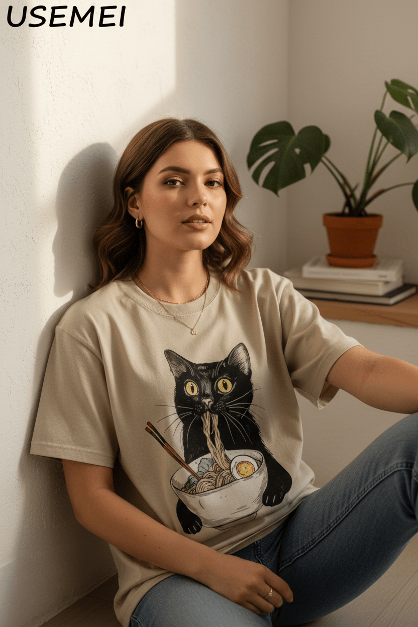 T-Shirt Chat Ramen | Amoureux des Félins - Mondechat - Mondechat